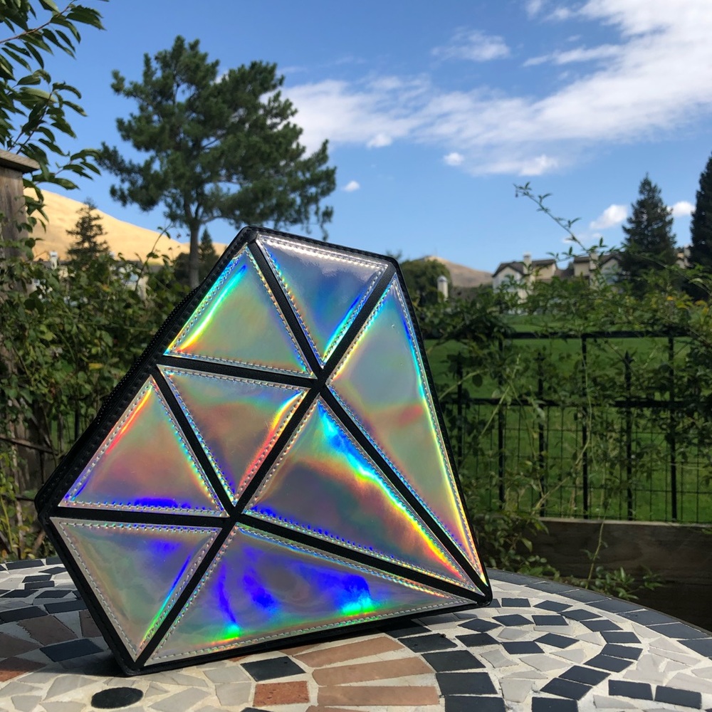 Holographic diamond makeup brush holder!